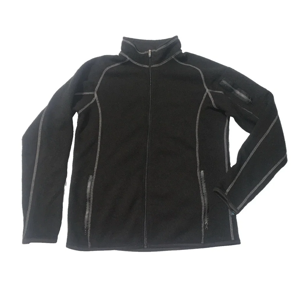 Kuhl Men's Alfpaca Full Zip Black Fleece Jacket Size Large Outdoor Hiking